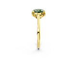 Yellow gold Fancy Green Round Cut Diamond Solitaire Ring with Flower Prong Setting and Classic Band_14