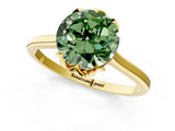 Yellow gold Fancy Green Round Cut Diamond Solitaire Ring with Flower Prong Setting and Classic Band_37