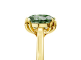 Yellow gold Fancy Green Round Cut Diamond Solitaire Ring with Flower Prong Setting and Classic Band_41