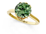 Yellow gold Fancy Green Round Cut Diamond Solitaire Ring with Flower Prong Setting and Classic Band_98
