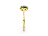Yellow gold Fancy Green Round Cut Diamond Solitaire Ring with Flower Prong Setting and Classic Band_99
