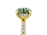 Yellow gold Fancy Green Round Cut Diamond Solitaire Ring with Four-Prong Setting and Pavé Band_8