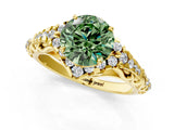 Yellow gold Fancy Green Round Cut Diamond Solitaire Ring with Hidden Halo and Pavé Band_28