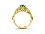 Yellow gold Fancy Green Round Cut Diamond Solitaire Ring with Hidden Halo and Pavé Band_30
