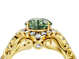 Yellow gold Fancy Green Round Cut Diamond Solitaire Ring with Hidden Halo and Pavé Band_31