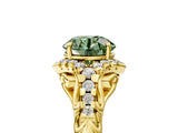 Yellow gold Fancy Green Round Cut Diamond Solitaire Ring with Hidden Halo and Pavé Band_32