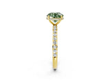 Yellow gold Fancy Green Round Cut Diamond Solitaire Ring with Pavé Band and Hidden Halo_21