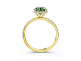 Yellow gold Fancy Green Round Cut Diamond Solitaire Ring with Pavé Band and Hidden Halo_22