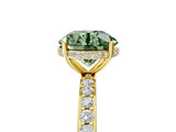 Yellow gold Fancy Green Round Cut Diamond Solitaire Ring with Pavé Band and Hidden Halo_24