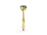 Yellow gold Fancy Green Round Cut Diamond Solitaire Ring with Pavé Band and Prong Setting_14