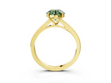 Yellow gold Fancy Green Round Cut Diamond Solitaire Ring with Pavé Band and Prong Setting_15