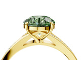 Yellow gold Fancy Green Round Cut Diamond Solitaire Ring with Pavé Band and Prong Setting_16