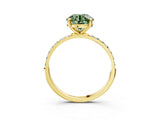 Yellow gold Fancy Green Round Cut Diamond Solitaire Ring with Pave Band and Four Prong Setting_77
