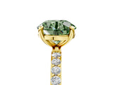 Yellow gold Fancy Green Round Cut Diamond Solitaire Ring with Pave Band and Four Prong Setting_79