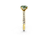 Yellow gold Fancy Green Round Cut Diamond Solitaire Ring with Round  Pavé Band and Four-Prong Setting_38