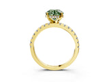 Yellow gold Fancy Green Round Cut Diamond Solitaire Ring with Round  Pavé Band and Four-Prong Setting_39