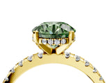 Yellow gold Fancy Green Round Cut Diamond Solitaire Ring with Round  Pavé Band and Four-Prong Setting_40