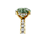 Yellow gold Fancy Green Round Cut Diamond Solitaire Ring with Round  Pavé Band and Four-Prong Setting_41