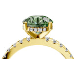 Yellow gold Fancy Green Round Cut Diamond Solitaire Ring with Round  Pavé Band and Four-Prong Setting_68