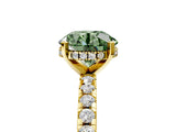 Yellow gold Fancy Green Round Cut Diamond Solitaire Ring with Round  Pavé Band and Four-Prong Setting_69