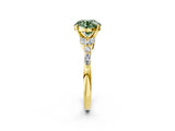 Yellow gold Fancy Green Round Cut Diamond Solitaire Ring with Side Stones and Four-Prong Setting_91