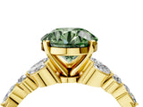Yellow gold Fancy Green Round Cut Diamond Solitaire Ring with Side Stones and Four-Prong Setting_93