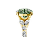 Yellow gold Fancy Green Round Cut Diamond Solitaire Ring with Side Stones and Four-Prong Setting_94