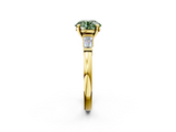 Yellow gold Fancy Green Round  Cut Diamond Solitaire Ring with Tapered Baguette Accents and Four-Prong Setting_60