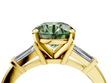 Yellow gold Fancy Green Round  Cut Diamond Solitaire Ring with Tapered Baguette Accents and Four-Prong Setting_62