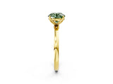 Yellow gold Fancy Green Round Cut Diamond Solitaire Ring with Thin Band and Prong Setting_14