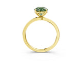 Yellow gold Fancy Green Round Cut Diamond Solitaire Ring with Thin Band and Prong Setting_15