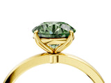 Yellow gold Fancy Green Round Cut Diamond Solitaire Ring with Thin Band and Prong Setting_16
