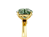 Yellow gold Fancy Green Round Cut Diamond Solitaire Ring with Thin Band and Prong Setting_17