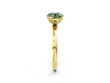 Yellow gold Fancy Green Round Cut Diamond Solitaire Ring with Thin Band and Prong Setting_26