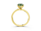 Yellow gold Fancy Green Round Cut Diamond Solitaire Ring with Thin Band and Prong Setting_27