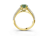 Yellow gold Fancy Green Round Cut Diamond Solitaire Ring with Three-Row Pavé Band and Four-Prong Setting_40