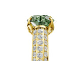 Yellow gold Fancy Green Round Cut Diamond Solitaire Ring with Three-Row Pavé Band and Four-Prong Setting_42