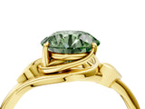Yellow gold Fancy Green Round Cut Diamond Solitaire Ring with Twist Band and Four-Prong Setting_78