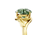 Yellow gold Fancy Green Round Cut Diamond Solitaire Ring with Twist Band and Four-Prong Setting_79