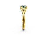 Yellow gold Fancy Green Round Cut Diamond Solitaire Twist Band Prong Setting Ring_69