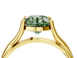 Yellow gold Fancy Green Round Cut Diamond Solitaire Twist Band Prong Setting Ring_71