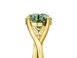 Yellow gold Fancy Green Round Cut Diamond Solitaire Twist Band Prong Setting Ring_72
