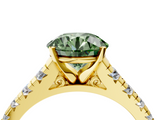 Yellow gold Fancy Green Round  Cut Diamond Solitaire with Pave Band and Four-Prong Setting_149