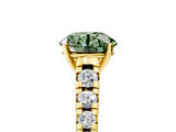 Yellow gold Fancy Green Round  Cut Diamond Solitaire with Pave Band and Four-Prong Setting_150