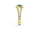 Yellow gold Fancy Green Round Cut Diamond Split Shank Halo Ring with Four-Prong Setting_60