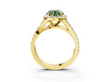 Yellow gold Fancy Green Round Cut Diamond Split Shank Halo Ring with Four-Prong Setting_61