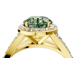 Yellow gold Fancy Green Round Cut Diamond Split Shank Halo Ring with Four-Prong Setting_62