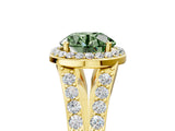 Yellow gold Fancy Green Round Cut Diamond Split Shank Halo Ring with Four-Prong Setting_63