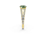 Yellow gold Fancy Green Round Cut Diamond Split Shank Pavé Engagement Ring with Four-Prong Setting_79