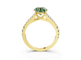 Yellow gold Fancy Green Round Cut Diamond Split Shank Pavé Engagement Ring with Four-Prong Setting_80